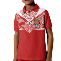 Custom Tonga Rugby Kid Polo Shirt Ngatu Motifs and Pacific Patterns