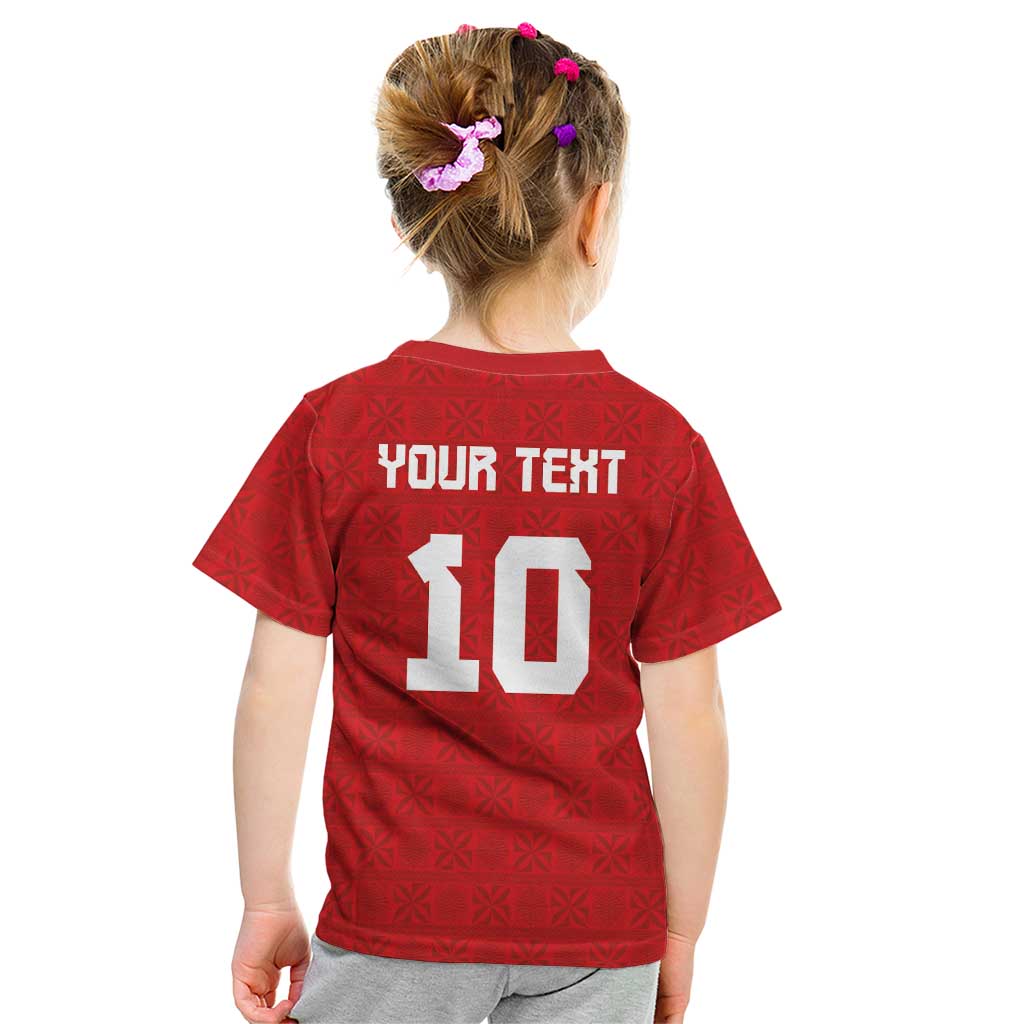 Custom Tonga Rugby Kid T Shirt Ngatu Motifs and Pacific Patterns