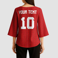 Custom Tonga Rugby Kimono Sleeve Blouse Ngatu Motifs and Pacific Patterns