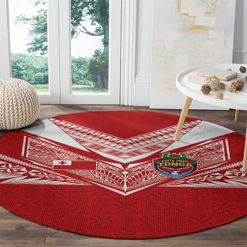 Tonga Rugby Round Carpet Ngatu Motifs and Pacific Patterns