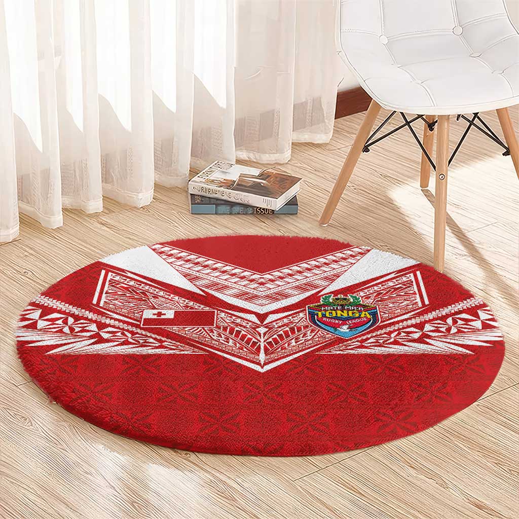 Tonga Rugby Round Carpet Ngatu Motifs and Pacific Patterns