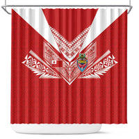 Tonga Rugby Shower Curtain Ngatu Motifs and Pacific Patterns