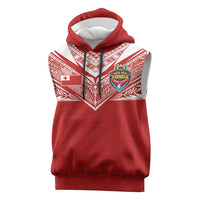 Custom Tonga Rugby Sleeveless Hoodie Ngatu Motifs and Pacific Patterns