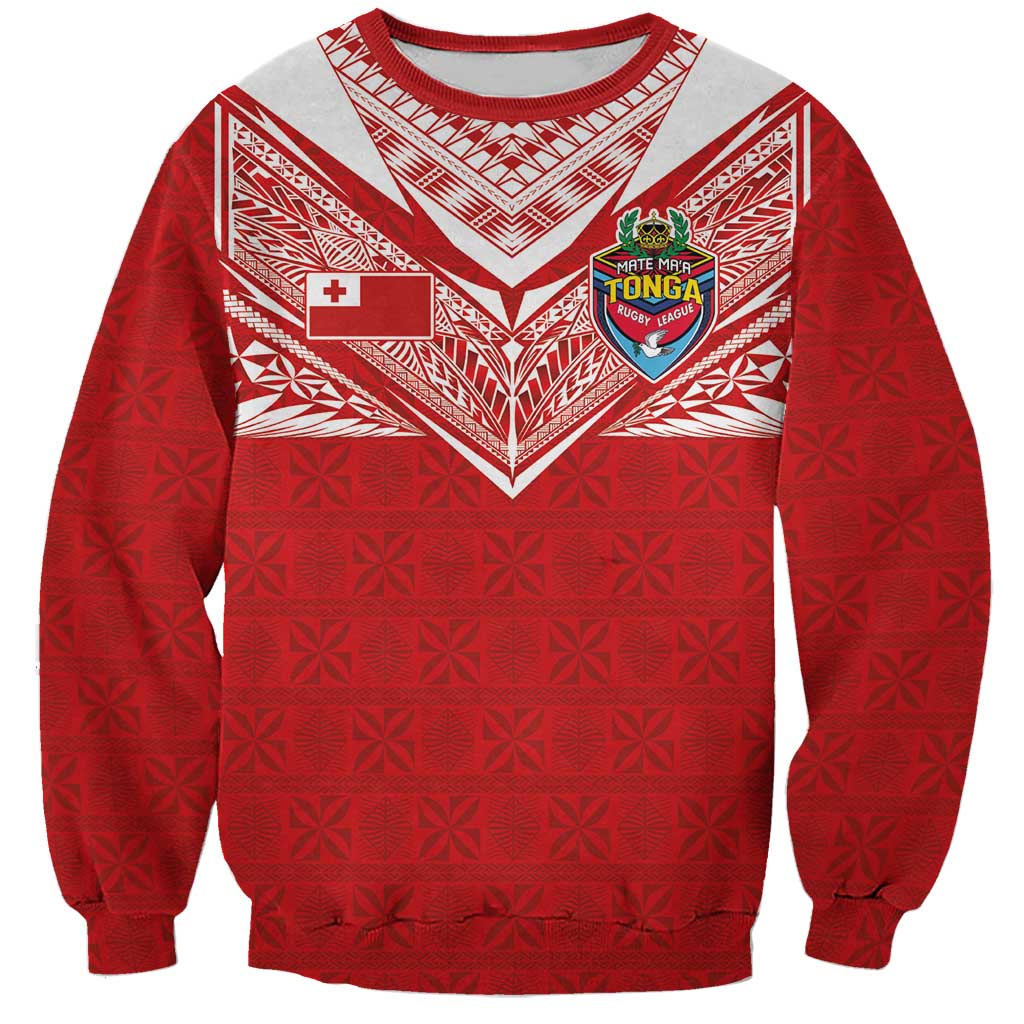 Custom Tonga Rugby Sweatshirt Ngatu Motifs and Pacific Patterns