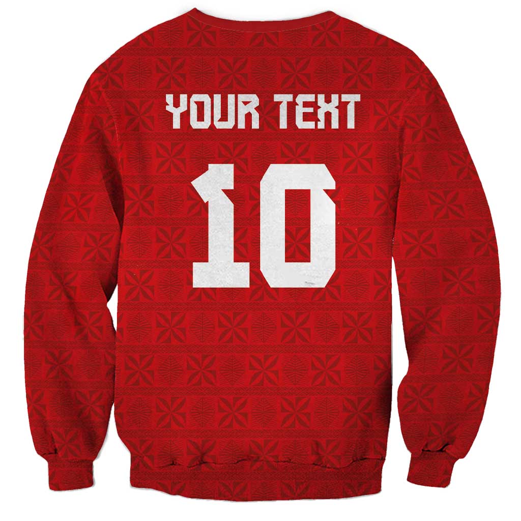 Custom Tonga Rugby Sweatshirt Ngatu Motifs and Pacific Patterns