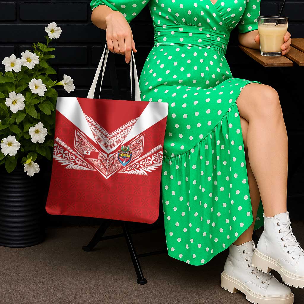 Tonga Rugby Tote Bag Ngatu Motifs and Pacific Patterns