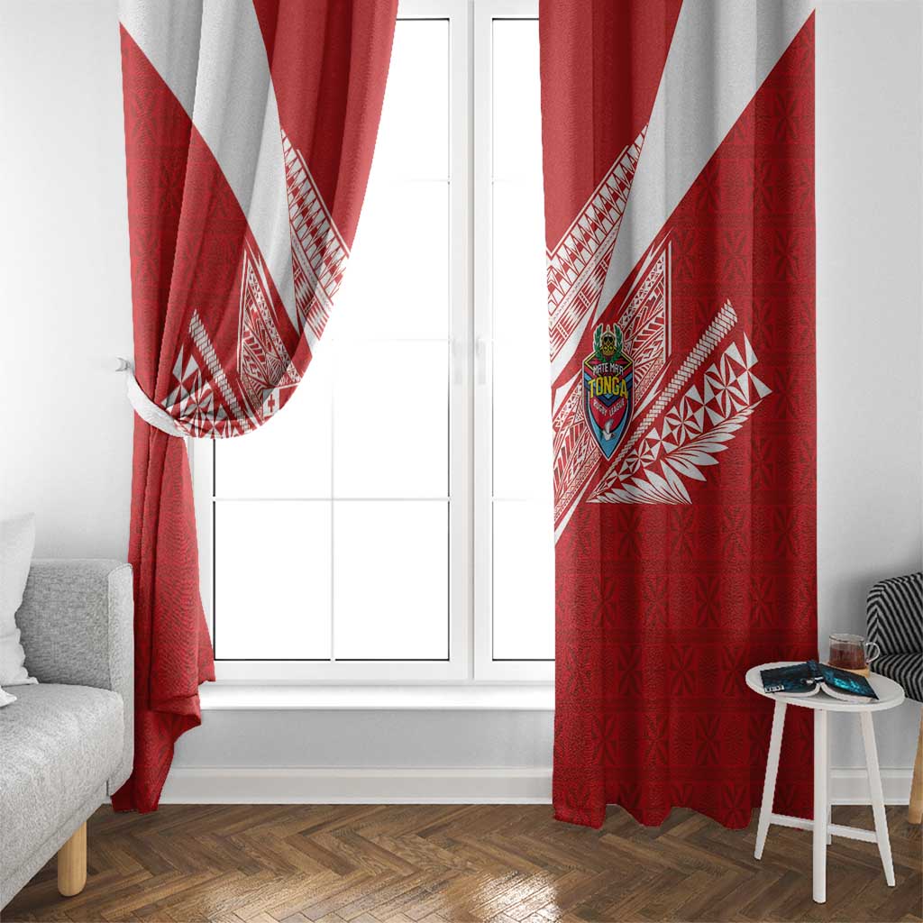 Tonga Rugby Window Curtain Ngatu Motifs and Pacific Patterns