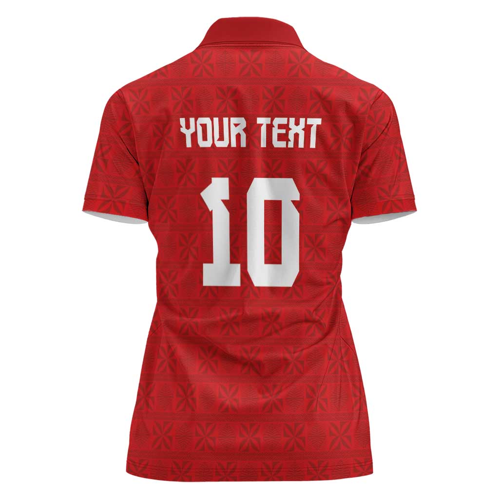 Custom Tonga Rugby Women Polo Shirt Ngatu Motifs and Pacific Patterns