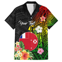 Wallis and Futuna Victory Day Family Matching Tank Maxi Dress and Hawaiian Shirt Tribal Polynesian Tattoo and Hibiscus Flower LT03 Dad's Shirt - Short Sleeve Reggae - Polynesian Pride