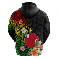 Wallis and Futuna Victory Day Zip Hoodie Tribal Polynesian Tattoo and Hibiscus Flower LT03 - Polynesian Pride