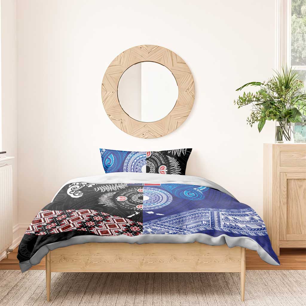 Samoa and Aotearoa Together Bedding Set Tatau Art Tattoos-Taniko and Maori with Fern