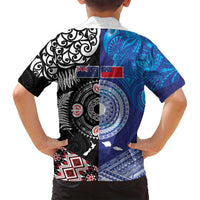 Samoa and Aotearoa Together Family Matching Puletasi and Hawaiian Shirt Tatau Art Tattoos-Taniko and Maori with Fern LT03 - Polynesian Pride