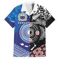 Samoa and Aotearoa Together Family Matching Summer Maxi Dress and Hawaiian Shirt Tatau Art Tattoos-Taniko and Maori with Fern LT03 Dad's Shirt - Short Sleeve Black - Polynesian Pride