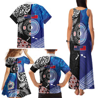 Samoa and Aotearoa Together Family Matching Tank Maxi Dress and Hawaiian Shirt Tatau Art Tattoos-Taniko and Maori with Fern LT03 - Polynesian Pride