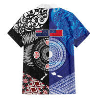 Samoa and Aotearoa Together Family Matching Tank Maxi Dress and Hawaiian Shirt Tatau Art Tattoos-Taniko and Maori with Fern LT03 - Polynesian Pride
