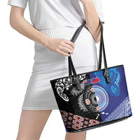 Samoa and Aotearoa Together Leather Tote Bag Tatau Art Tattoos-Taniko and Maori with Fern