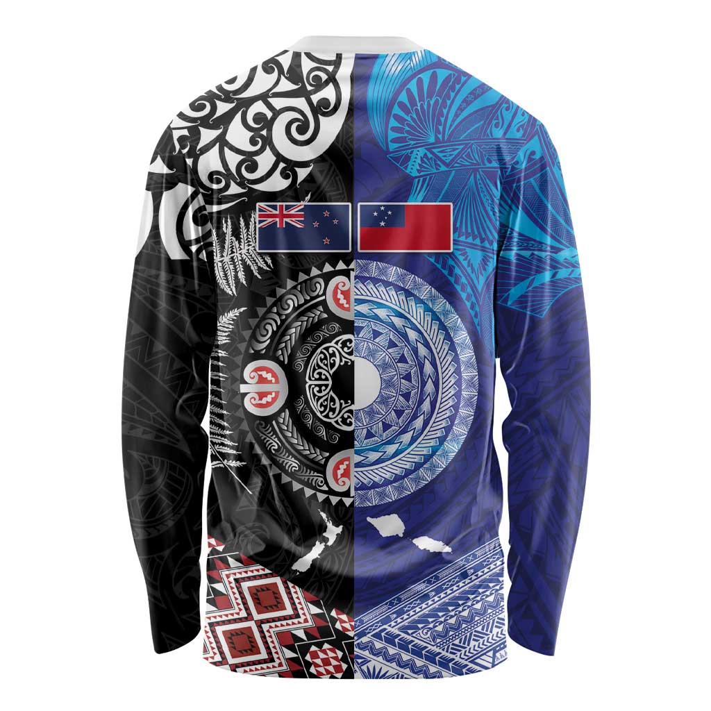 Samoa and Aotearoa Together Long Sleeve Shirt Tatau Art Tattoos-Taniko and Maori with Fern