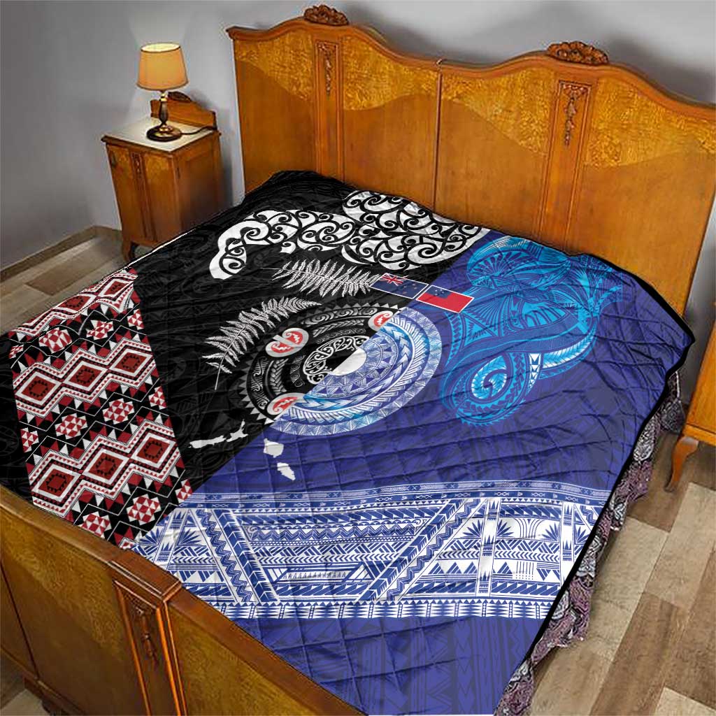 Samoa and Aotearoa Together Quilt Tatau Art Tattoos-Taniko and Maori with Fern