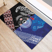 Samoa and Aotearoa Together Rubber Doormat Tatau Art Tattoos-Taniko and Maori with Fern