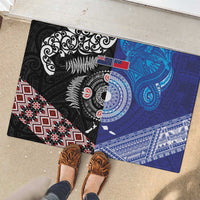Samoa and Aotearoa Together Rubber Doormat Tatau Art Tattoos-Taniko and Maori with Fern