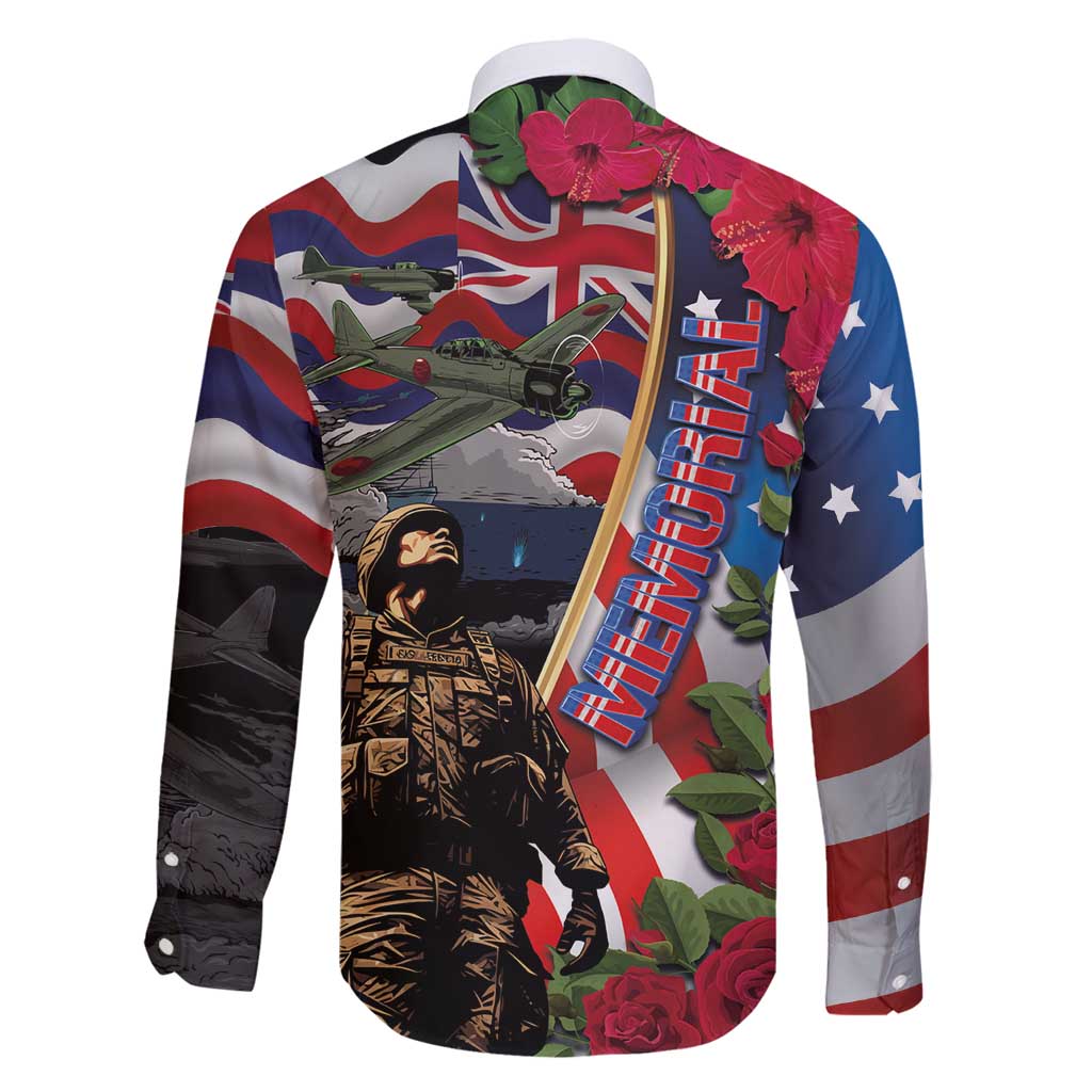 Hawaii and United States Memorial Day Family Matching Long Sleeve Bodycon Dress and Hawaiian Shirt Honor and Remember The Fallen LT03 - Polynesian Pride