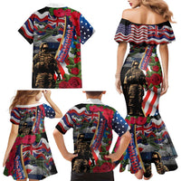 Hawaii and United States Memorial Day Family Matching Mermaid Dress and Hawaiian Shirt Honor and Remember The Fallen LT03 - Polynesian Pride
