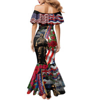 Hawaii and United States Memorial Day Family Matching Mermaid Dress and Hawaiian Shirt Honor and Remember The Fallen LT03 - Polynesian Pride