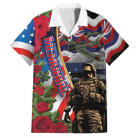 Hawaii and United States Memorial Day Family Matching Off Shoulder Short Dress and Hawaiian Shirt Honor and Remember The Fallen LT03 Dad's Shirt - Short Sleeve Blue - Polynesian Pride