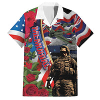 Hawaii and United States Memorial Day Family Matching Short Sleeve Bodycon Dress and Hawaiian Shirt Honor and Remember The Fallen LT03 Dad's Shirt - Short Sleeve Blue - Polynesian Pride