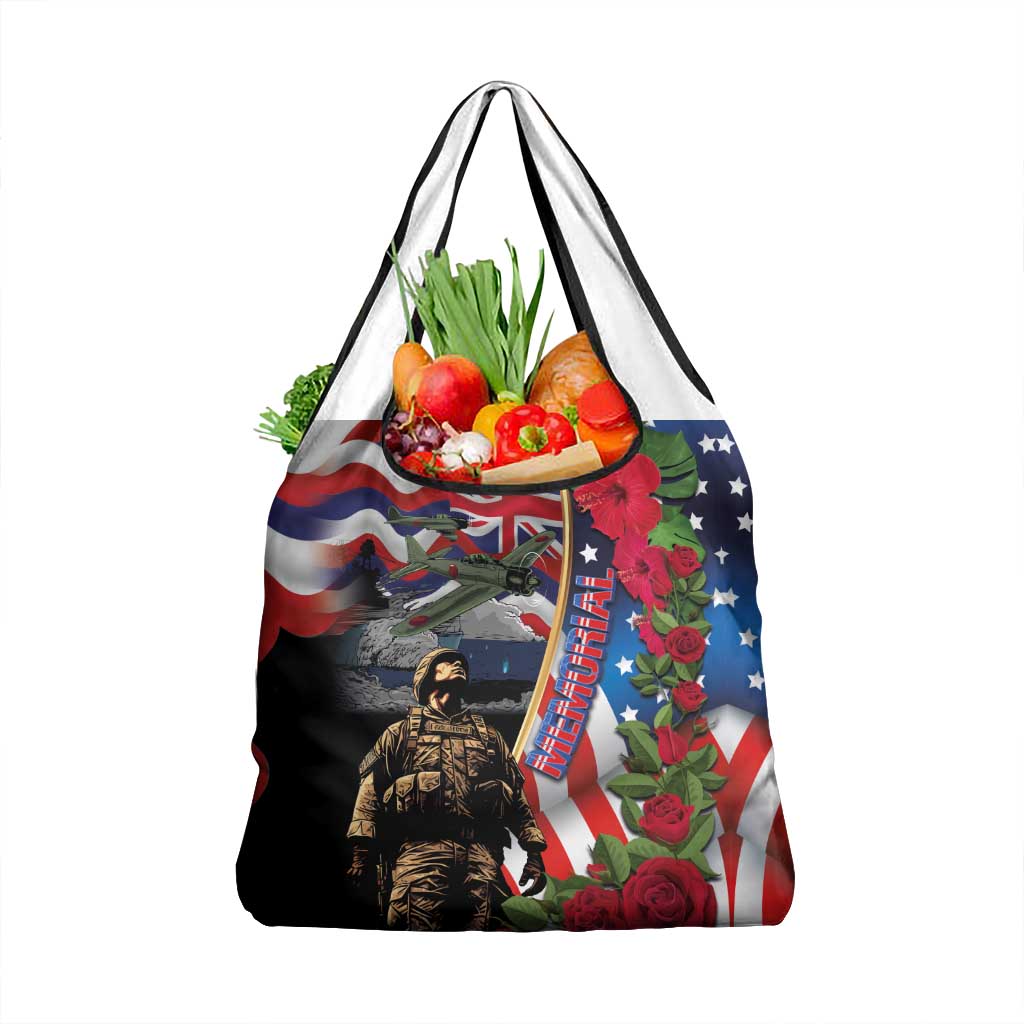 Hawaii and United States Memorial Day Grocery Bag Honor and Remember The Fallen LT03 1-pack One Size Blue - Polynesian Pride