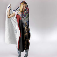 Hawaii and United States Memorial Day Hooded Blanket Honor and Remember The Fallen