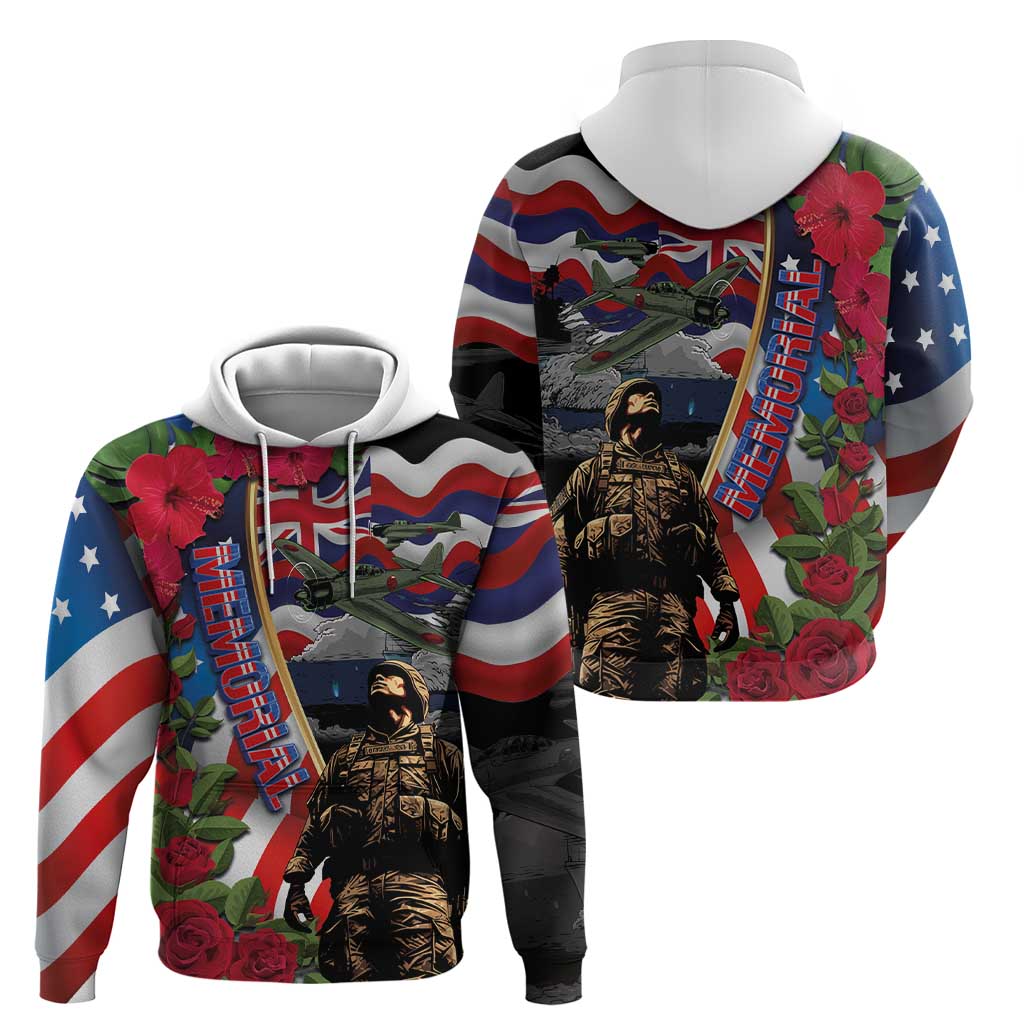Hawaii and United States Memorial Day Hoodie Honor and Remember The Fallen