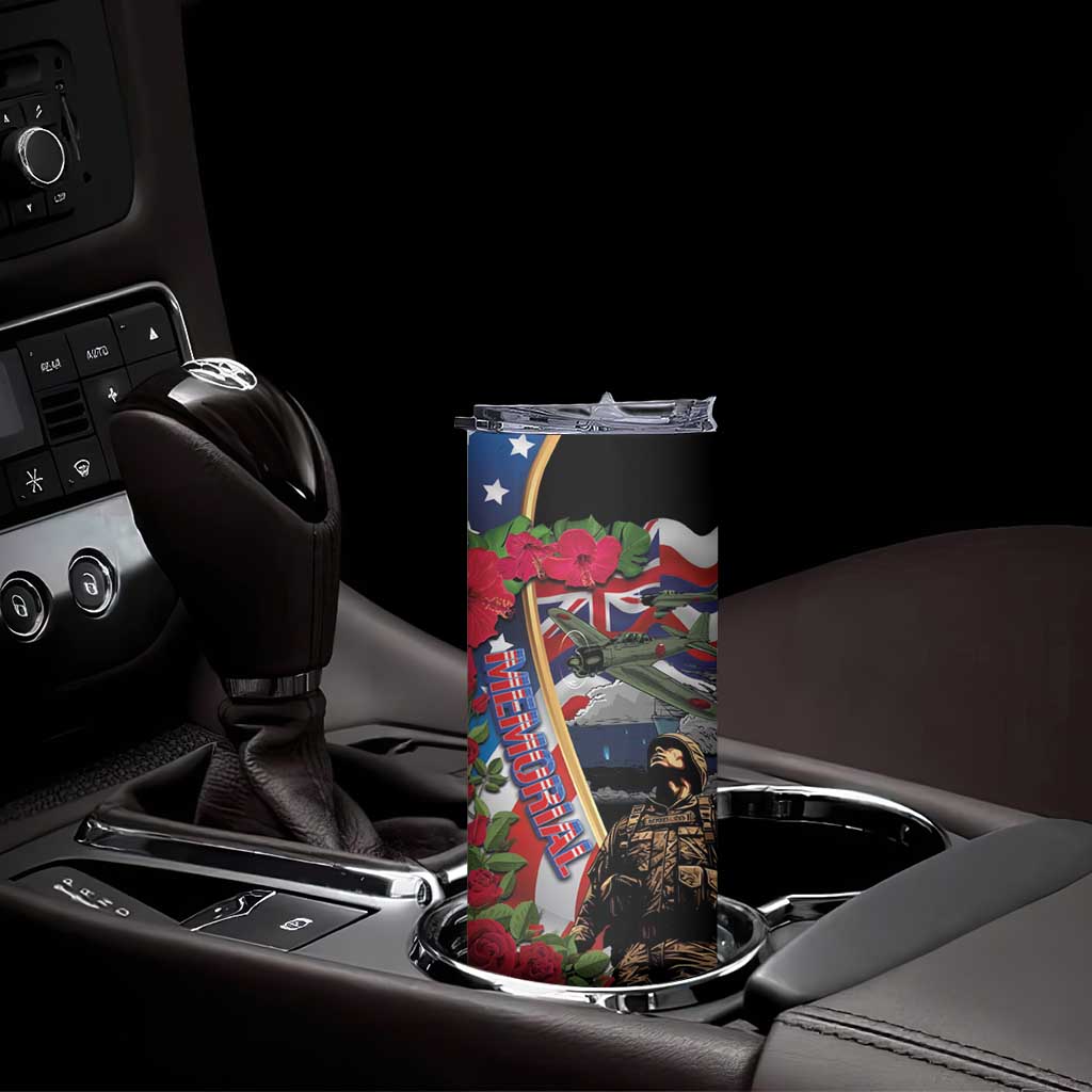Hawaii and United States Memorial Day Skinny Tumbler -Honor and Remember The Fallen