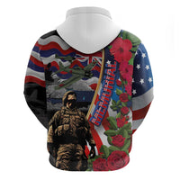 Hawaii and United States Memorial Day Zip Hoodie Honor and Remember The Fallen