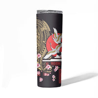 Japanese Culture and Hawaiian Tribal Skinny Tumbler Sakura Blossom Tapa Pattern