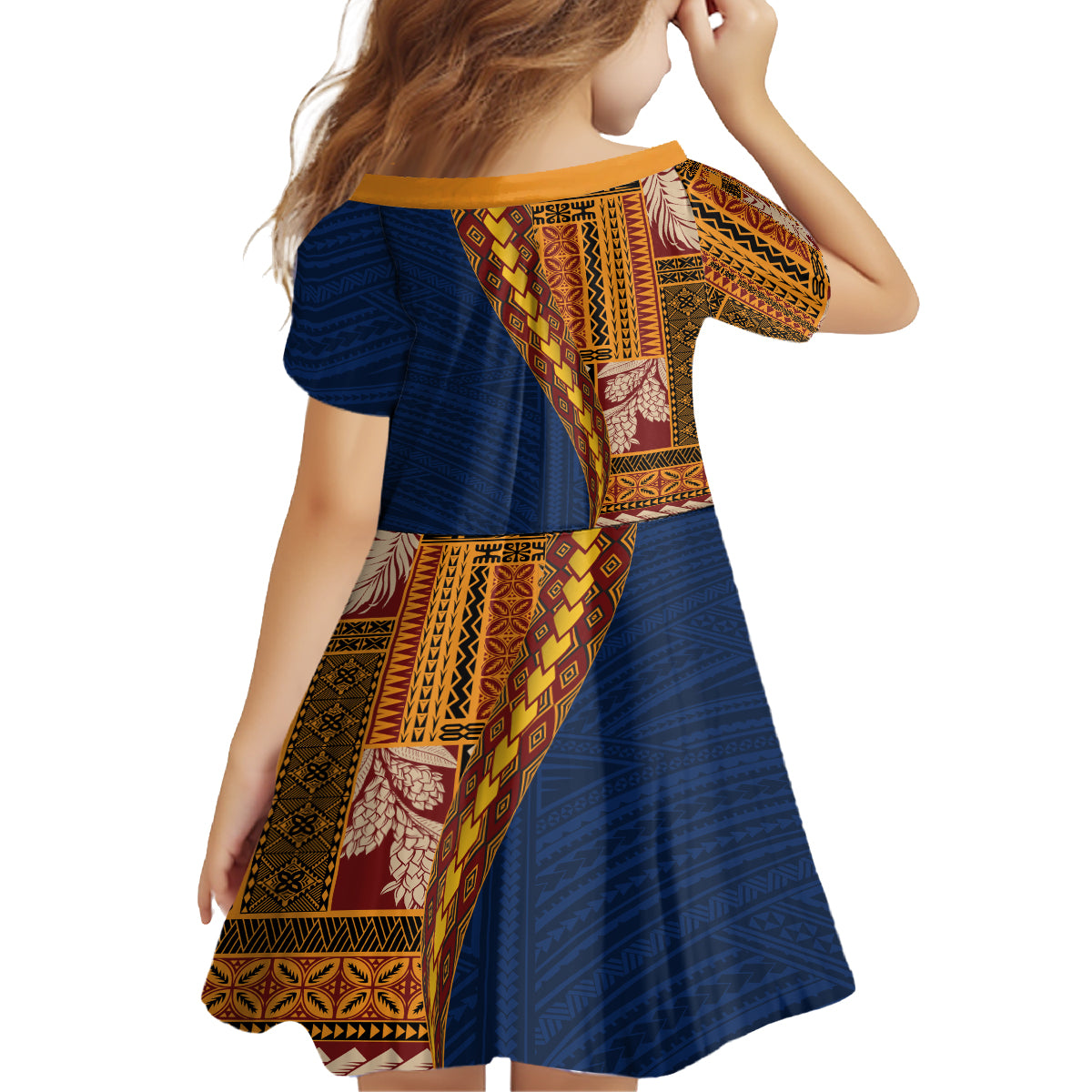 Samoa Siapo Motif Half Style Family Matching Summer Maxi Dress and Hawaiian Shirt Colorful Version