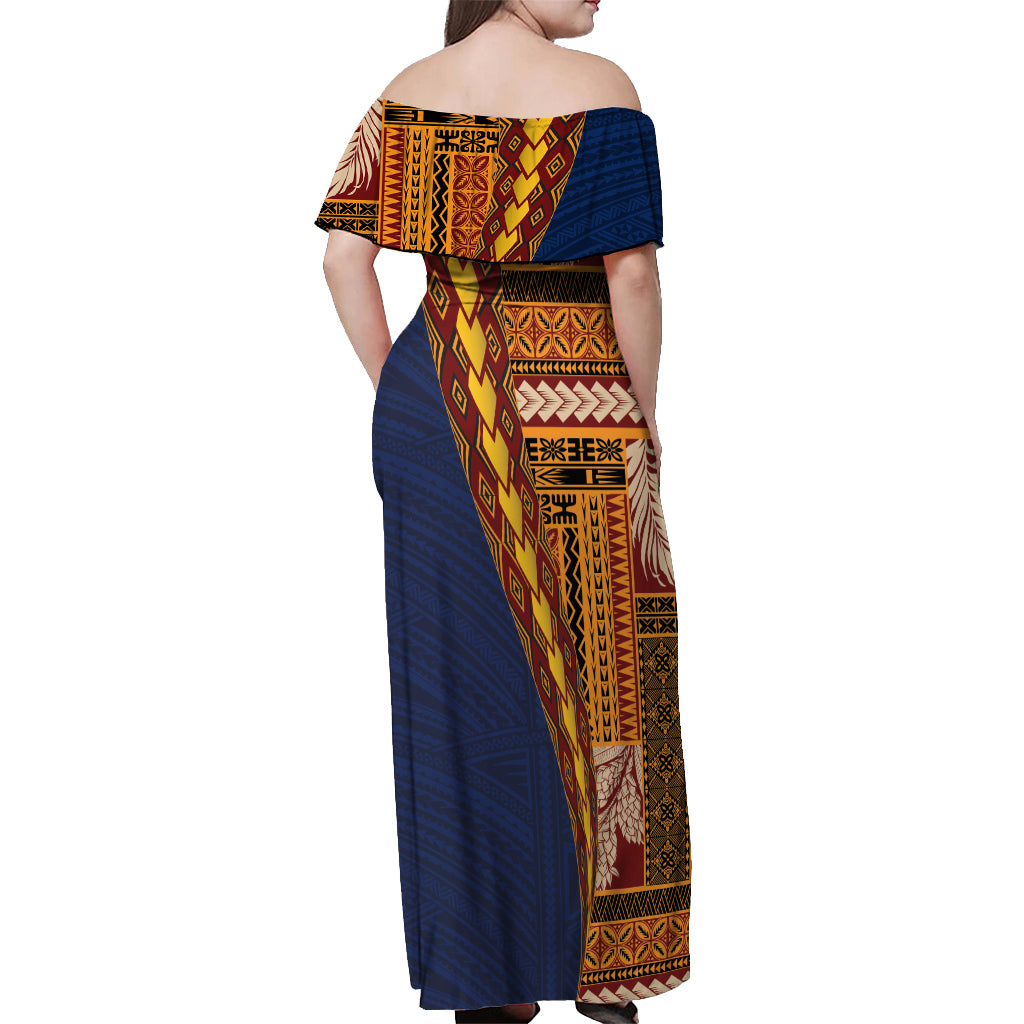 Samoa Siapo Motif Half Style Off Shoulder Maxi Dress Colorful Version