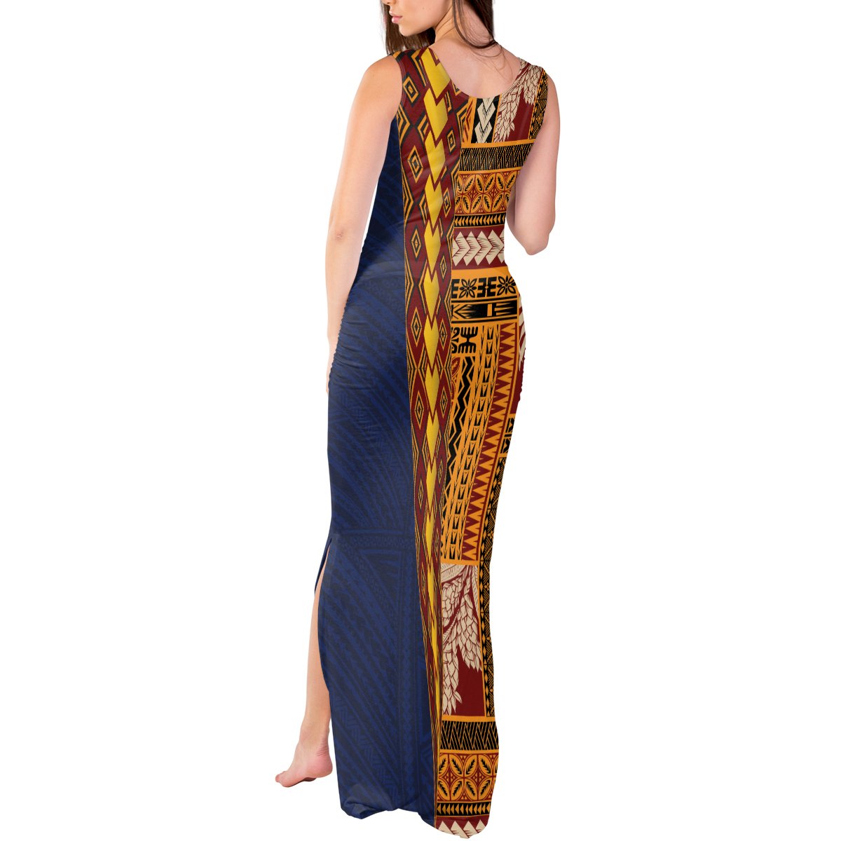 Samoa Siapo Motif Half Style Tank Maxi Dress Colorful Version