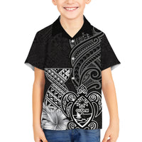 Guam Latte Stone Chamorro Culture Family Matching Long Sleeve Bodycon Dress and Hawaiian Shirt Tapa Pattern LT03 Son's Shirt Black - Polynesian Pride