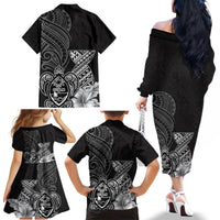 Guam Latte Stone Chamorro Culture Family Matching Off The Shoulder Long Sleeve Dress and Hawaiian Shirt Tapa Pattern LT03 - Polynesian Pride
