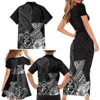 Guam Latte Stone Chamorro Culture Family Matching Short Sleeve Bodycon Dress and Hawaiian Shirt Tapa Pattern LT03 - Polynesian Pride