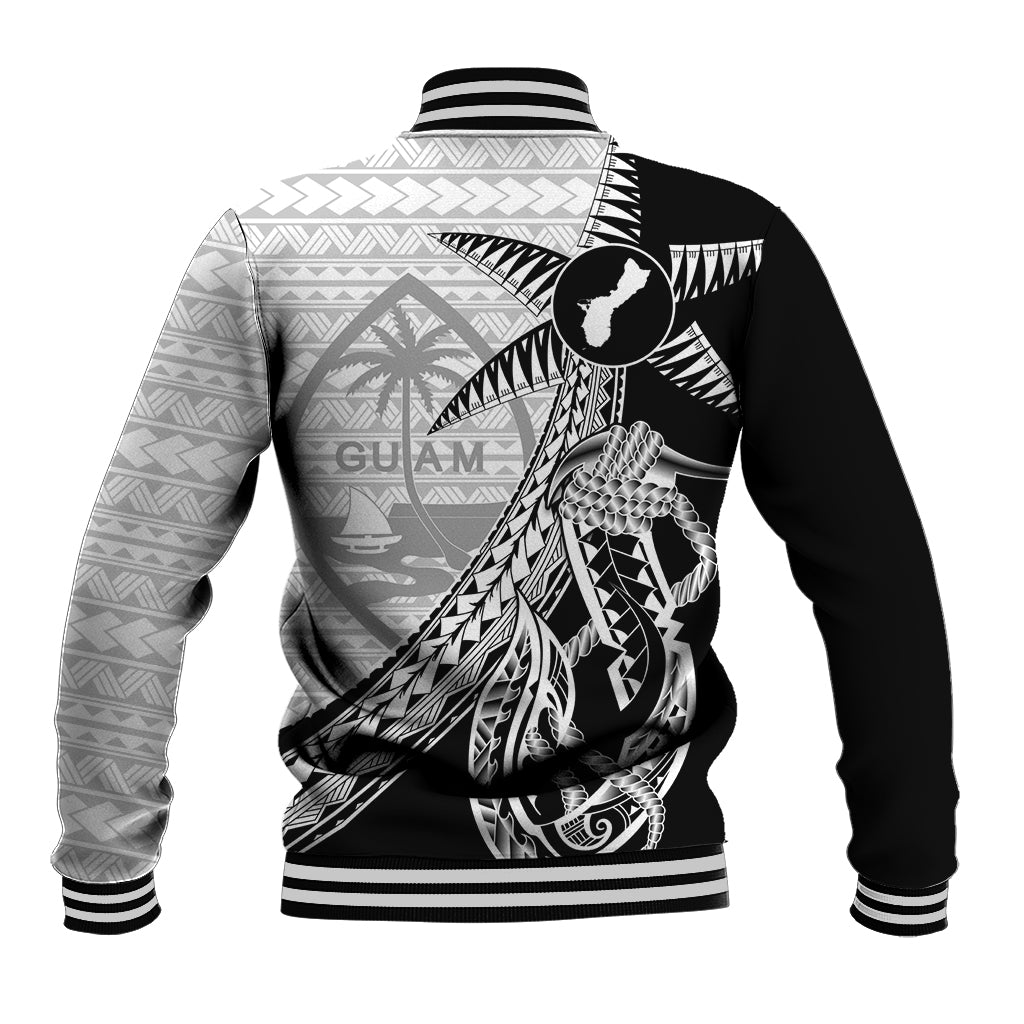 Guam Fish Hook and Palm Tree Baseball Jacket Polynesian Pattern Half Style
