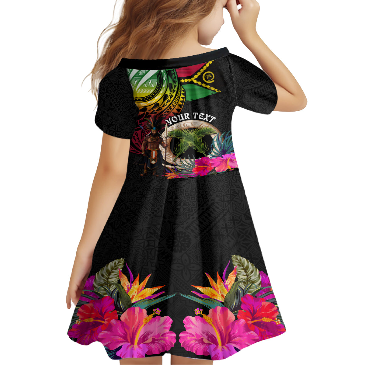 Personalised Vanuatu 44th Anniversary Family Matching Long Sleeve Bodycon Dress and Hawaiian Shirt Boars Tusk and Melanesian Warrior Indipendens Dei LT03 - Polynesian Pride