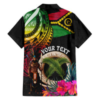 Personalised Vanuatu 44th Anniversary Family Matching Long Sleeve Bodycon Dress and Hawaiian Shirt Boars Tusk and Melanesian Warrior Indipendens Dei LT03 - Polynesian Pride