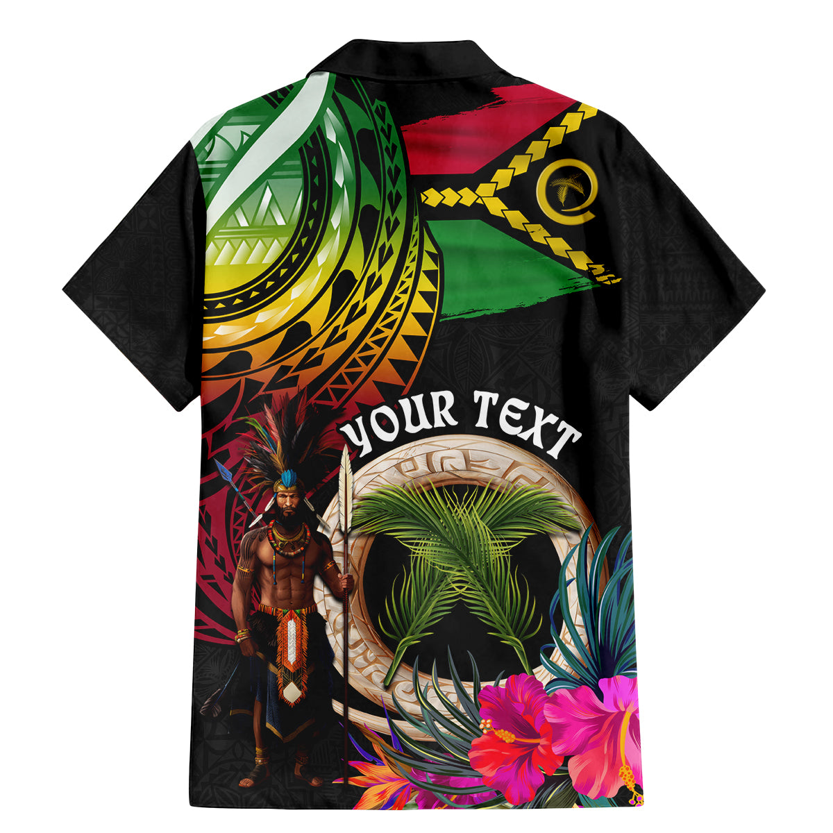 Personalised Vanuatu 44th Anniversary Family Matching Mermaid Dress and Hawaiian Shirt Boars Tusk and Melanesian Warrior Indipendens Dei