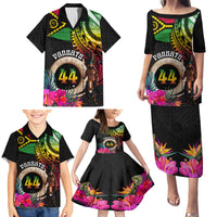 Personalised Vanuatu 44th Anniversary Family Matching Puletasi and Hawaiian Shirt Boars Tusk and Melanesian Warrior Indipendens Dei LT03 - Polynesian Pride