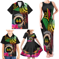 Personalised Vanuatu 44th Anniversary Family Matching Tank Maxi Dress and Hawaiian Shirt Boars Tusk and Melanesian Warrior Indipendens Dei LT03 - Polynesian Pride