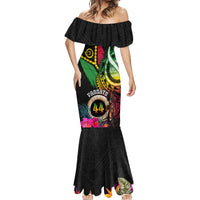 Personalised Vanuatu 44th Anniversary Mermaid Dress Boars Tusk and Melanesian Warrior Indipendens Dei