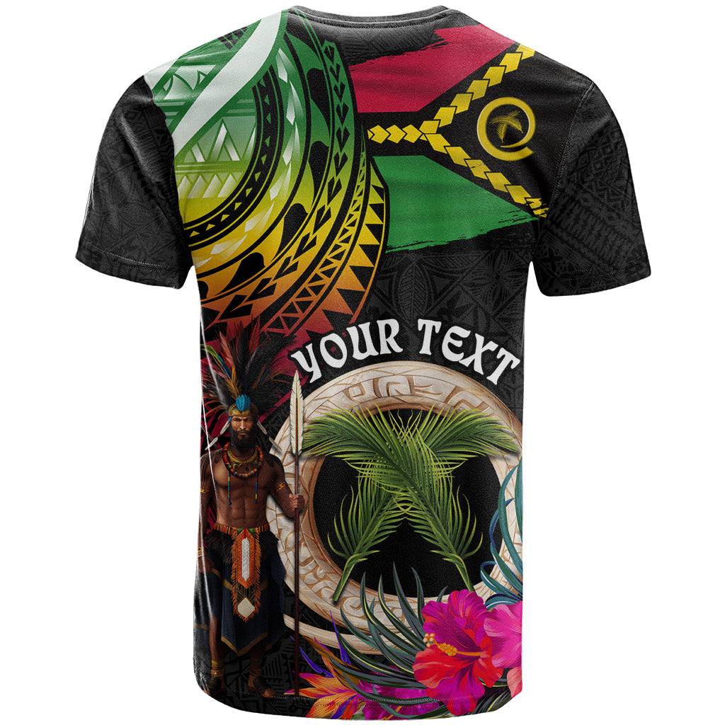 Personalised Vanuatu 44th Anniversary T Shirt Boars Tusk and Melanesian Warrior Indipendens Dei