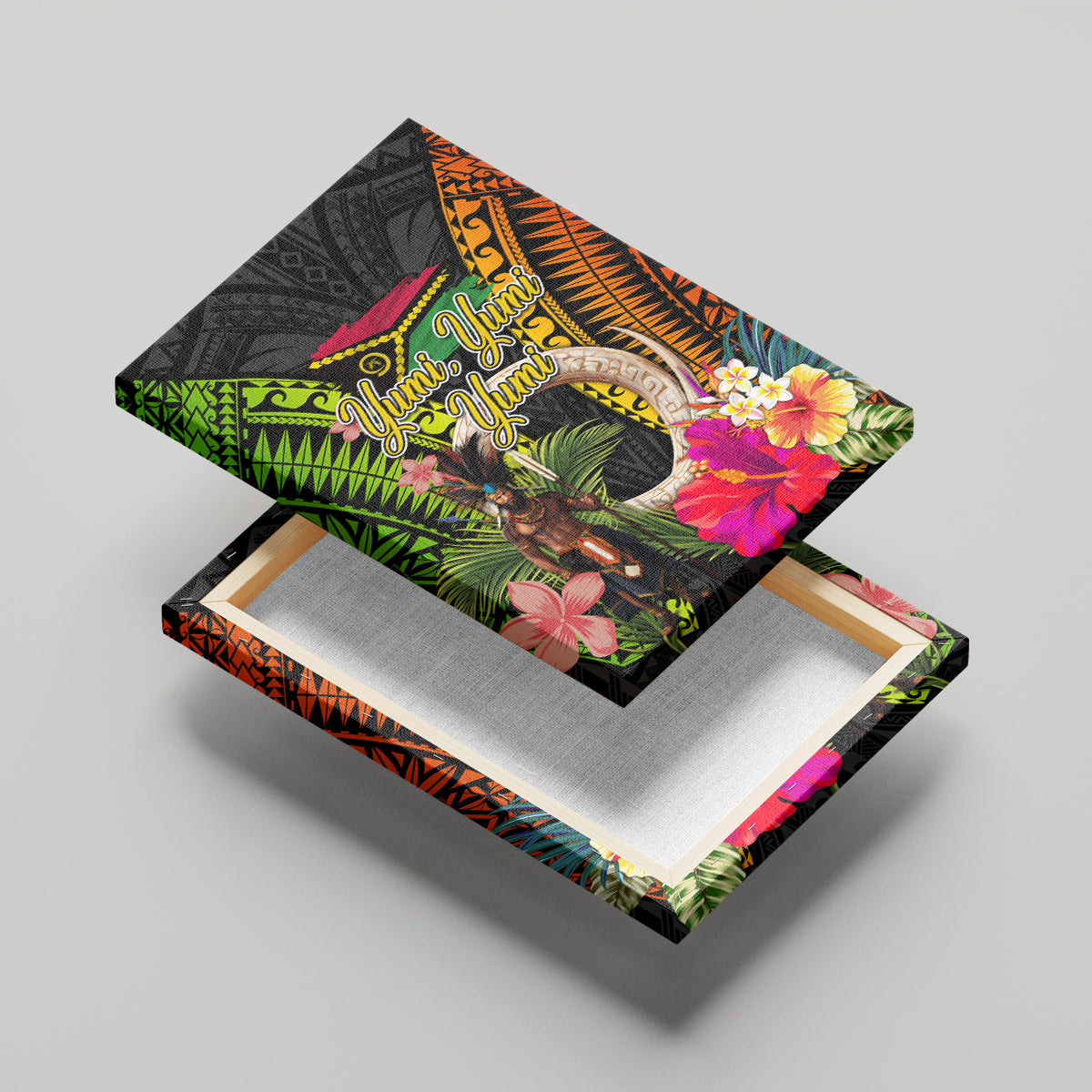 Vanuatu Independence Day Canvas Wall Art Boars Tusk and Melanesian Warrior Indipendens Dei